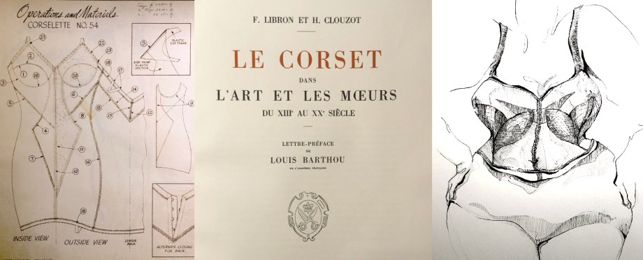 Unterwäsche Sammlung und historische Modezeichnungen